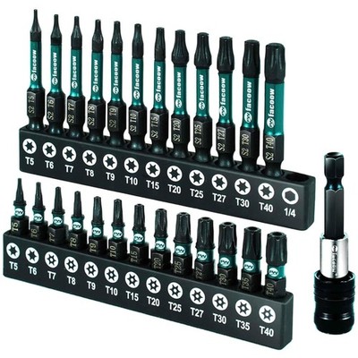 26-teiliges Torx-Bit-Set aus legiertem Stahl mit Magnetspitzen und Schnellwec...