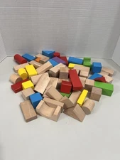 Set of 2013 Playschool Wood Building Blocks in Cotton Bag