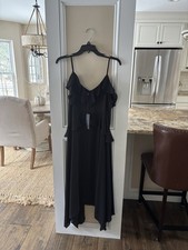 Black Cocktail Dress Cold Shoulder Asymmetrical, lined NWT BCBG MaxAzria XS