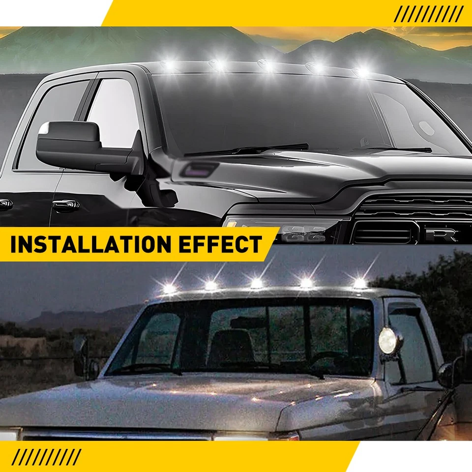 适用于道奇 2500 RAM 1500 3500 屋顶驾驶室行车灯 LED 6000K 烟熏镜头套件 — 第 3/4 张图片