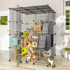 Large Cat Cage Indoor - Metal Wire Cat Enclosure with Storage Cube, Detachable K