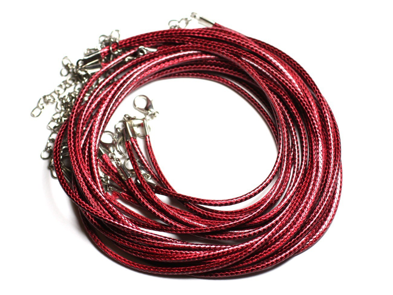 100 Colliers Cordons en Coton Ciré 2mm Rouge Bordeaux pour Création Bijoux DIY