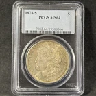 1878-S $1 Morgan Silver Dollar San Francisco Toned Uncirculated PCGS MS 64