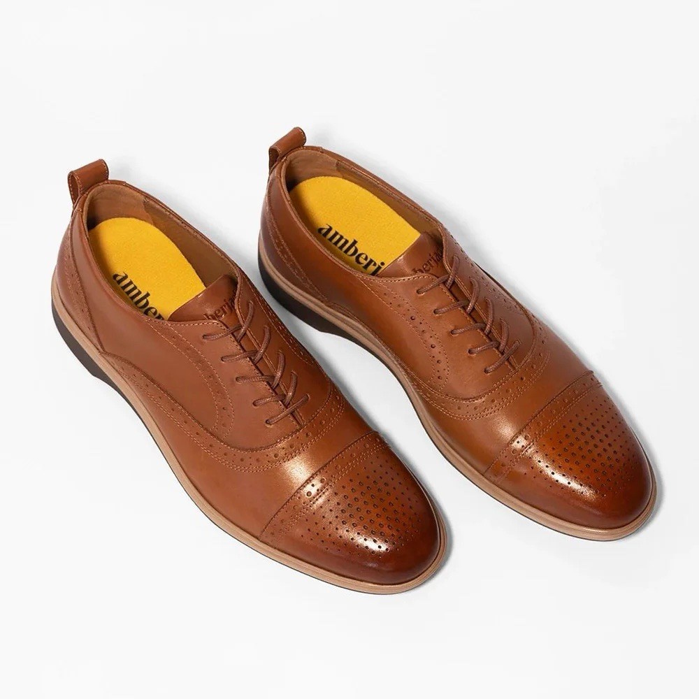 Amberjack The Cap Toe Shoes Mens 11.5 Brown Leather Brogue Oxford Sneaker Amberjack The Cap Toe Men main image 3