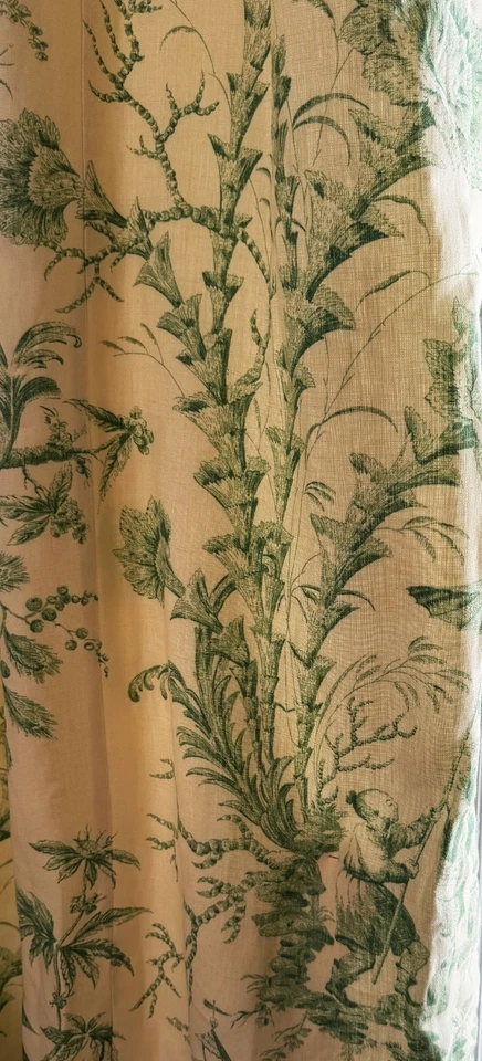 Par Vintage de Cortinas Plissadas de Linho Inglês Scalamandre “Pillement Toile” ZZ64 - Imagem 4 de 4