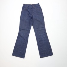Vintage 70s Streetwear Boys 16 Distressed Flared Wide Leg Denim Jeans Indigo USA