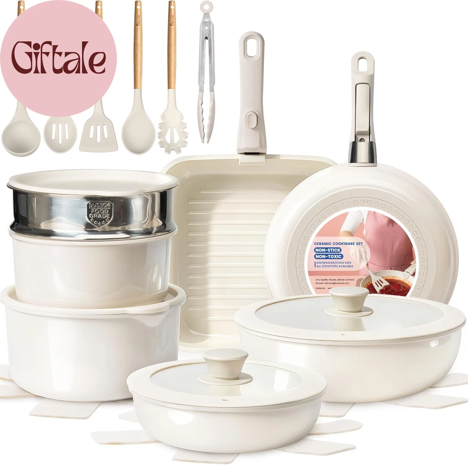 Nonstick Pots and Pans Set - Ceramic Cookware Set with Detachable Handle - 25 Pa
Opens in a new wind