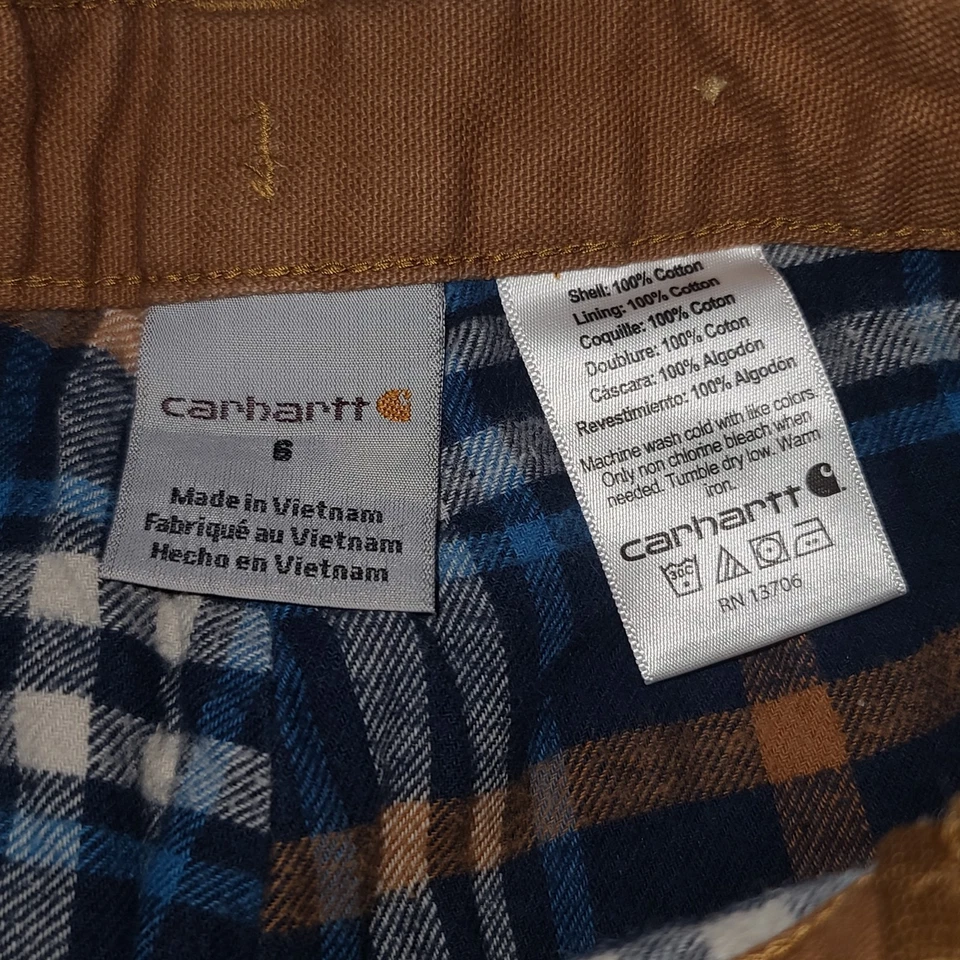 Pantalones Carhartt Niños Jóvenes Franela a Cuadros Forrados Carga Marrón Talla 6 Algodón Foto 2 de 4