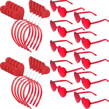 20 Pcs Valentines Day Heart Headbands and Heart Shape Sunglasses Red Cupid Boppe