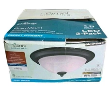 Patriot Lighting 13" Flush Mount Ceiling Lights Bronze Finish Frosted Glass 2 pk