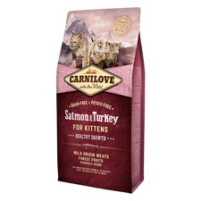 Image of Carnilove Salmon & Turkey Kitten Food Grain Free Dry Cat Food 75% Meat 2Kg Bag