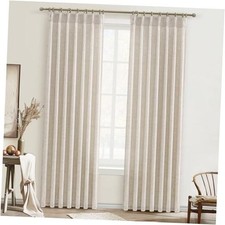 Pinch Pleat Semi Sheer Curtains 84 Inches Long 40"W x 84"L Pack of 2 Natural