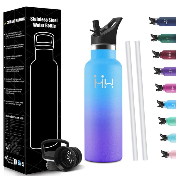 Edelstahl Trinkflasche 500Ml, Auslaufsicher, Bpa-Frei, Mit Strohhalm, Kinder,-image