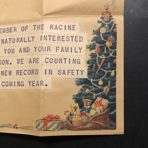 Biglietto di auguri di Natale vintage WESTERN UNION Babbo Natale albero di Natale Racine WI McQueen - Foto 4 di 7