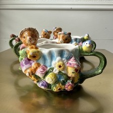 Vintage Mercuries 1999 "Springtime Garden" Bunny Tea Set 4pc Whimsical
