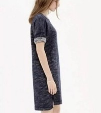 Madewell Cotton Blue Black Trim Pocket Side Knit Shift  dress Sz S