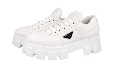 PRADA Downtown Monolith Nappa Plateau Sneaker 1E119N Weiss NEU -  39,5 40 UK 6.5