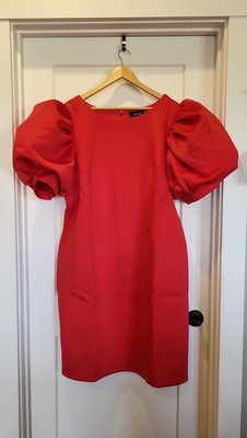 ashro red dresses Ashro Red Exaggerated Puff Sleeve Mini Dress, size 2X
