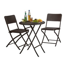 Meuble de jardin BASTIAN salon de jardin pliable table chaises optique rotin