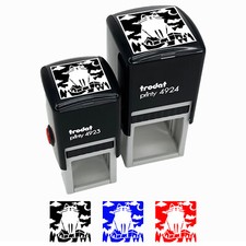 Giant Yule Cat Looming Over Village Christmas Self-Inking Rubber Stamp Stamper