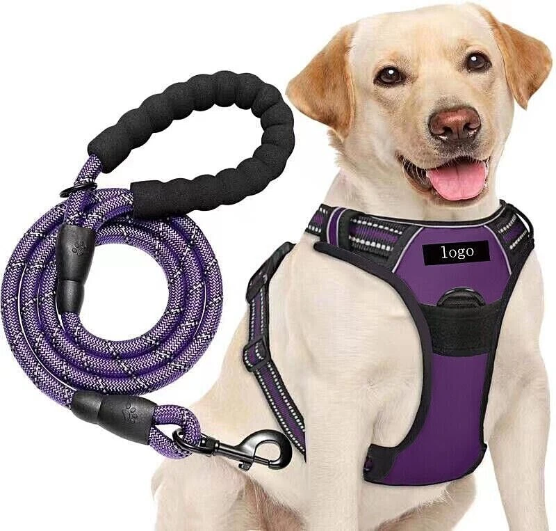 Dog Harness & Training Leash No Pull Control Adjustable Large Handle Heavy Duty