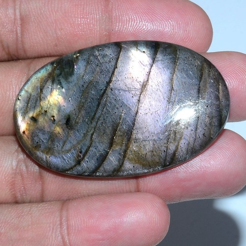 90,30 ct natürlicher goldener lila Labradorit 49 mm * 31 mm ovaler Cabochon riesiger Edelstein - Bild 2 von 7