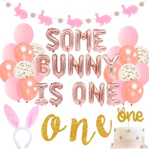 Bunny 1st Birthday Decorations Set Some Bunny Is One Balloon