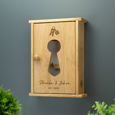 Personalisierter Schlüsselkasten aus Holz Safe Lasergravur UK neues Zuhause Geburtstagsgeschenk