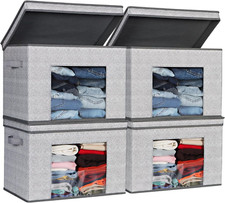 Foldable Fabric Storage Boxes Large Storage Bins with Lids 4-Pack Collapsible
