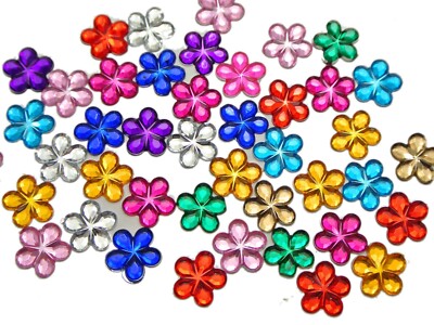 200-Piece Mixed Color Acrylic Flower Rhinestones – 15mm Flatback Gems For DIY Crafts