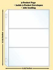 Best Hobby Pages 3-Pocket Traditional Polypropylene Archival Page Pack of 25