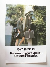 Brochure registratore a cassette stereo vintage Sony TC-133 CS (anni '70)