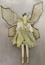 Flower Garden Fairy Pixie Ivy Doll Green Cloth Plastic Limbs Holiday Ornament 