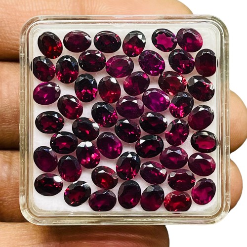 Lotto 50 pezzi granato rodolite naturale 5x4 mm taglio ovale pietre preziose sfuse non trattate - Foto 7 di 8