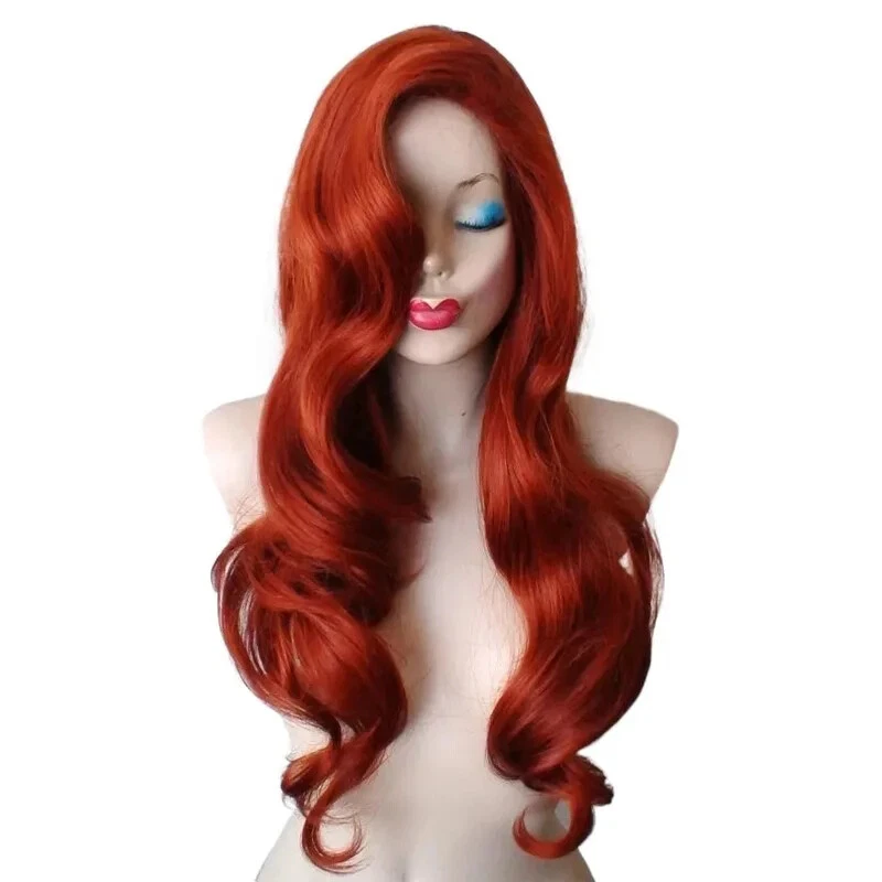 Peluca 70CM Jessica Ondulada Larga Cobre Rojo Cabello Juegos con disfraces Sirenita Princesa Ariel Foto 4 de 4