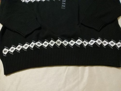 Mens Sweater Christmas Dockers Black Snowflake Long Sleeve Crewneck size XXL - Picture 6 of 7