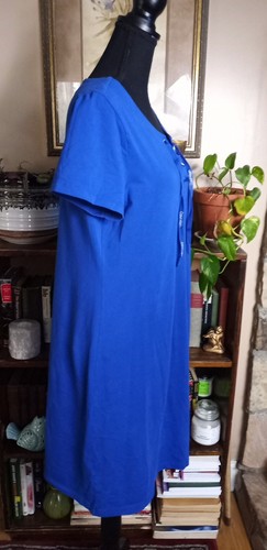Calvin Klein Blue T Shirt Dress Laced Up Front Women’s Large Logo Graphic - Picture 4 of 7