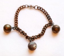 Vintage WWII USO Basketball Charm Bracelet Art Nouveau Clasp Brass? Some Wear