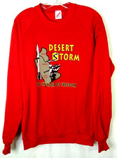 Jerzees Red Vintage Desert Storm The Thunder of Freedom Sweatshirt Size L EUC
