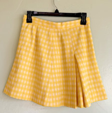 Vintage 60s Inverted Pleats Yellow Checker Mi...