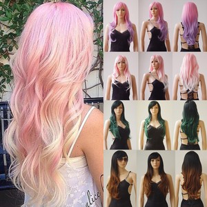 Pink And White Hair Ombre Wig Natural Heat Resistant Synthetic