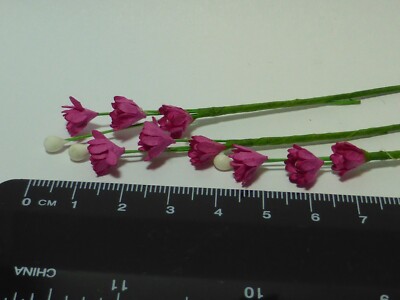Maßstab 1:12 3 Stiele mit 3 Blumen pro Stiel b Puppenstube Miniaturen Blumen