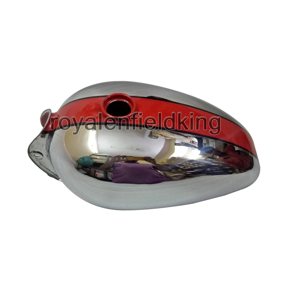 Compatible Para Real Enfield Interceptor Rojo & Cromo" Gasolina Combustible Gas - Imagen 1 de 4