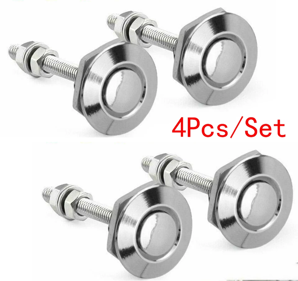 4X Push Button Quick Release Hood Bonnet Pins Lock Clip Car Bumper Latch Silver Foto 3 de 4