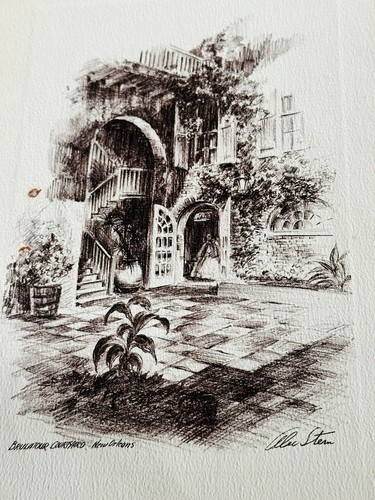 1970s ALEC STERN 5 New Orleans SIGNED ETCHINGS Greeting Card Set - Picture 9 of 24