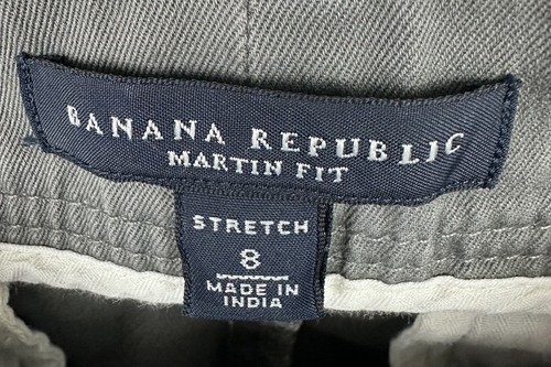 Pantalones chinos vintage BANANA REPUBLIC tiro bajo caqui S elásticos gris pierna acampanada Y2K - Imagen 4 de 14