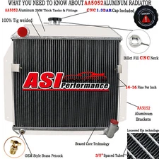 Aluminum 3 Row Radiator For Plymouth Belvedere Fury Plaza Savoy Suburban 55-56