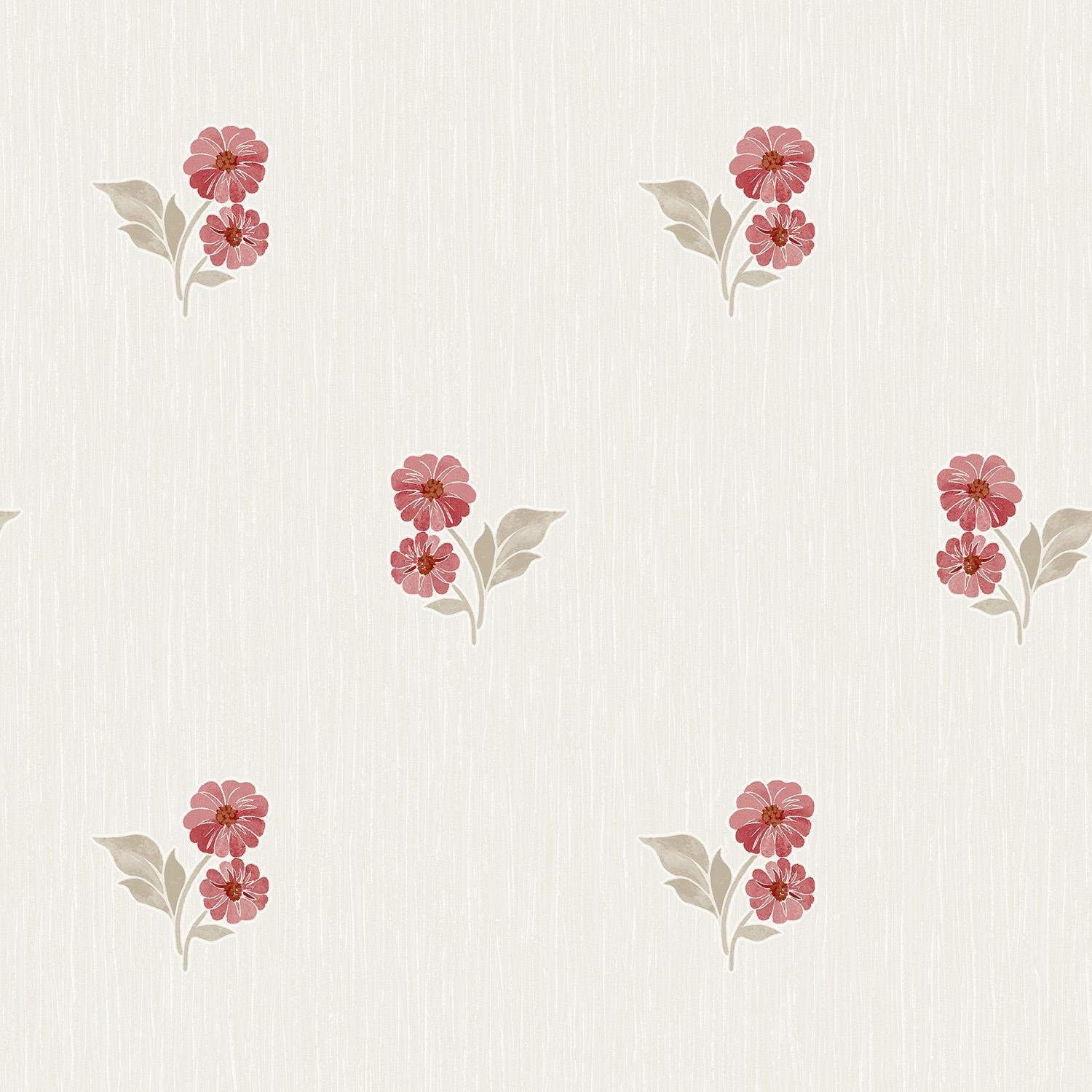 Grandeco Clematis Sprig Red Wallpaper Floral Classic Textured Vinyl Feature Wall