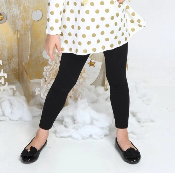 Leggings de punto grande negros y dorados para niñas Haven Foto 2 de 2