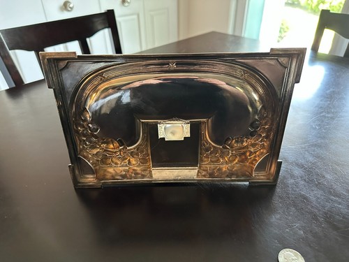 Antique Silver-Plated Art Nouveau Desk Inkwell & Pen Rest – Monogrammed - Picture 9 of 12